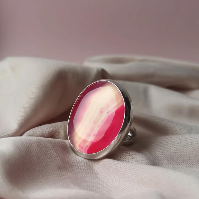 Pink Onyx Statement Ring
