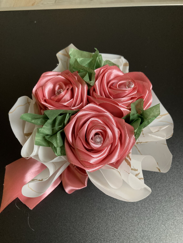 Selfmade Stoff Blumenstrauß rosa