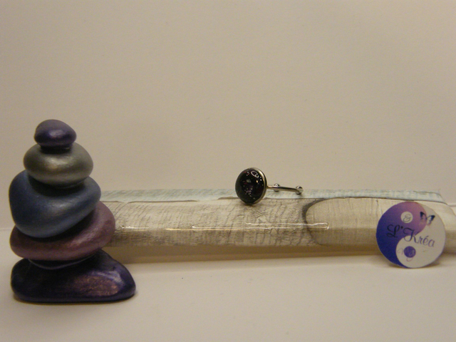 Cabochon Noir/Violet/Rose Translucide 2