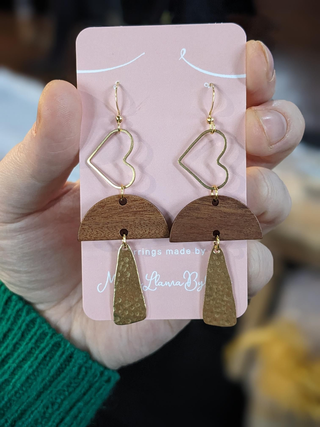 Heart and Half-Moon Dangle Earrings