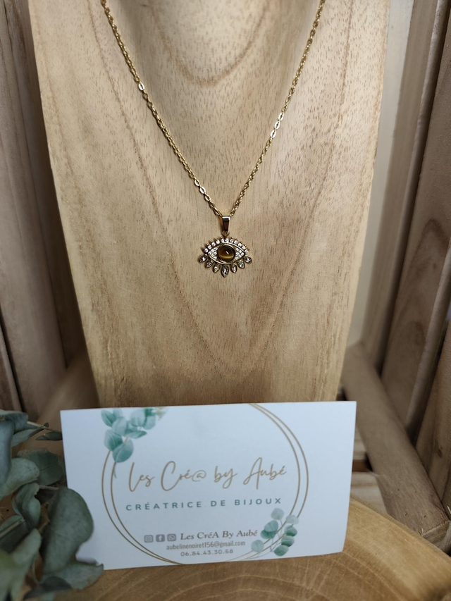 COLLIER OEIL MARRON/ GOLD 0000960