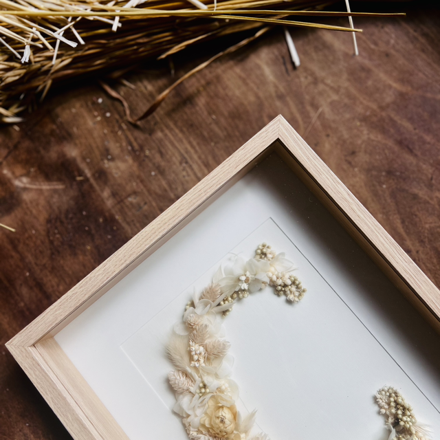 Lettre Florale - cadre bois 25X25cm