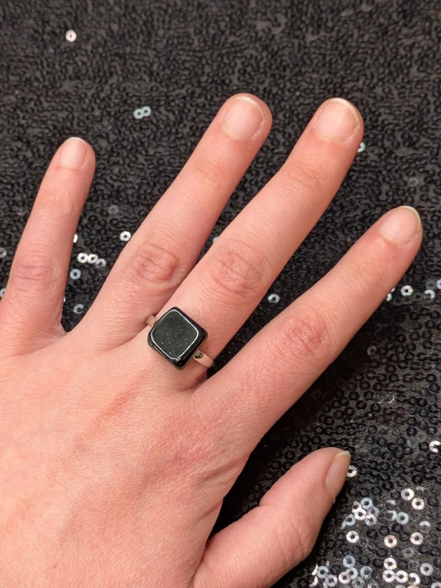 Bague obsidienne carré