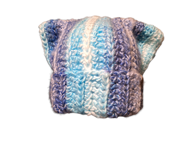 Catbeanie Blautöne - Gehäkelte Mütze, Katzenmütze, Mütze mit Katzenohren, Unikat, handmade - Einzelstück