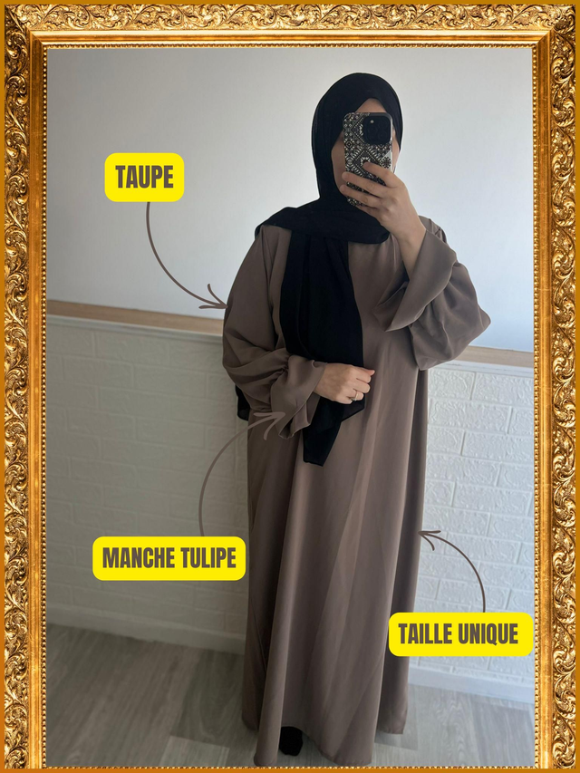 Abaya Manches Tulipe: Taupe 🤲