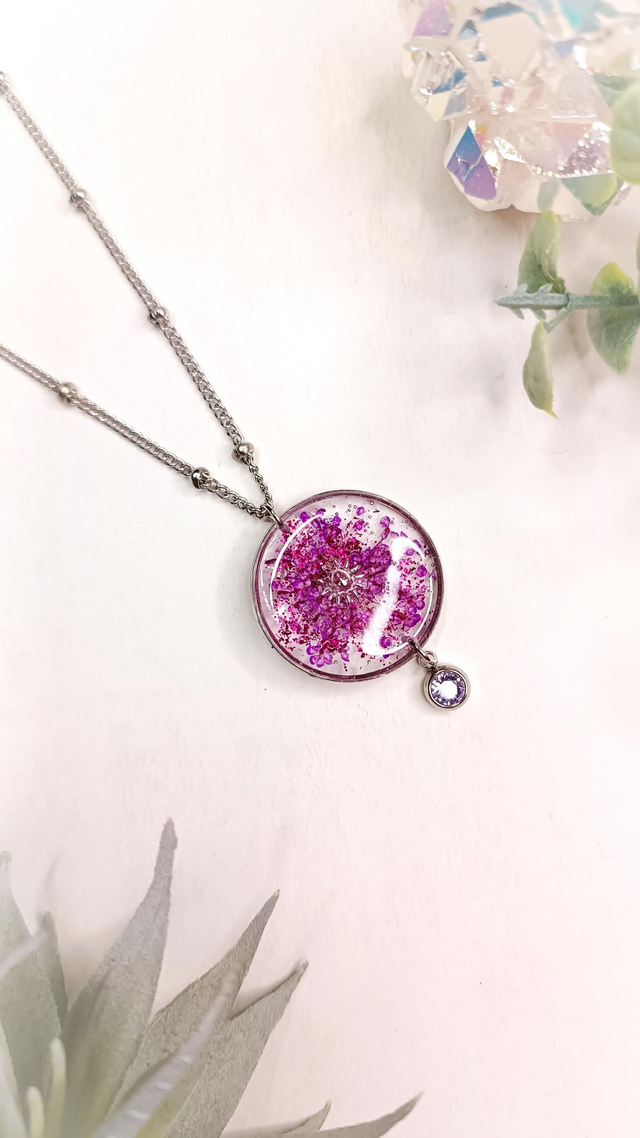 Collier sautoir CAROL - Argenté - Violet mystique