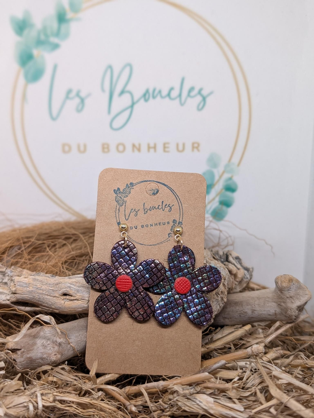 Boucles d&#039;oreilles Baby Marguerite holographique bm012