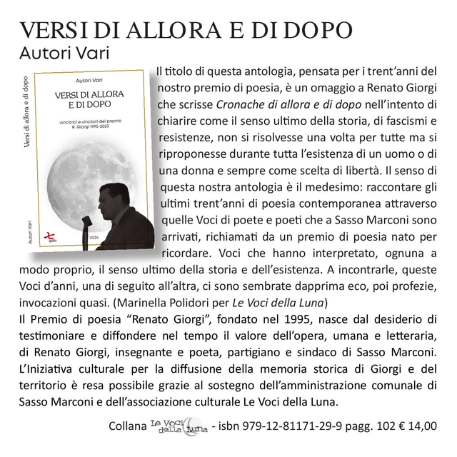 AA.VV., "Versi di allora e di dopo. Vincitrici e vincitori del premio R. Giorgi 1995-2023", Le Voci della Luna/qudulibri 2024