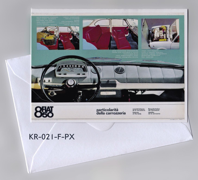  Folded card.  Fiat 850 Dashboard -1966