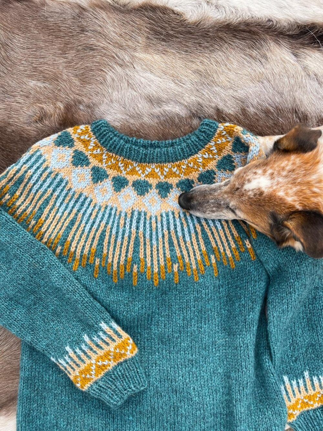 Hopi Polar Sweater Kit - Col 21 (Turquoise Troll &amp; Blåne) - Wool &amp; Pattern - Linka Neumann