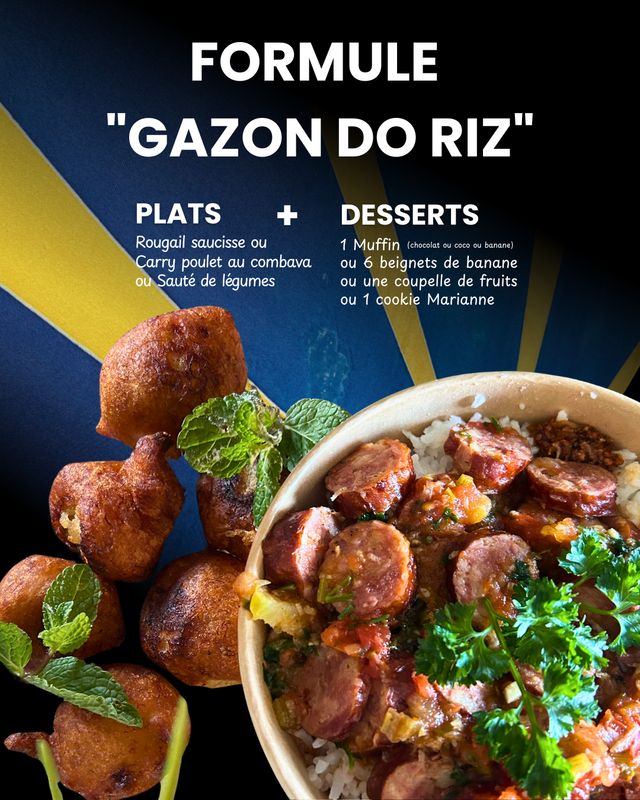Formule "Gazon de riz" (Plat + Dessert)