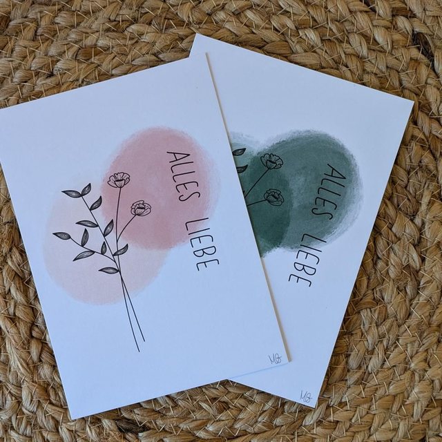 Postkarte "Line Art Blumen" gedruckt