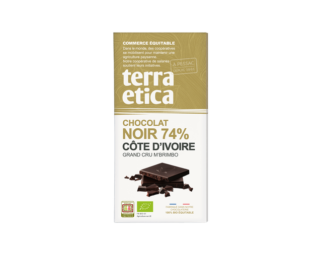 tablette chocolat noir 74% de cacao cote d ivoire