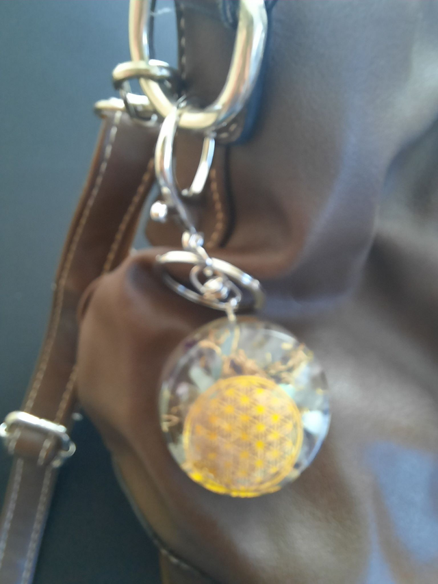 Bijou de Sac Orgonite rond Améthyste / Labradorite