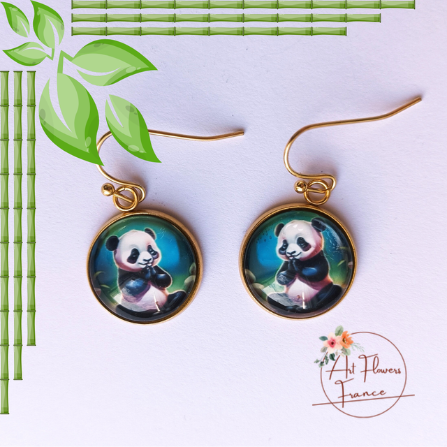 Bijoux illustrés Panda méditant