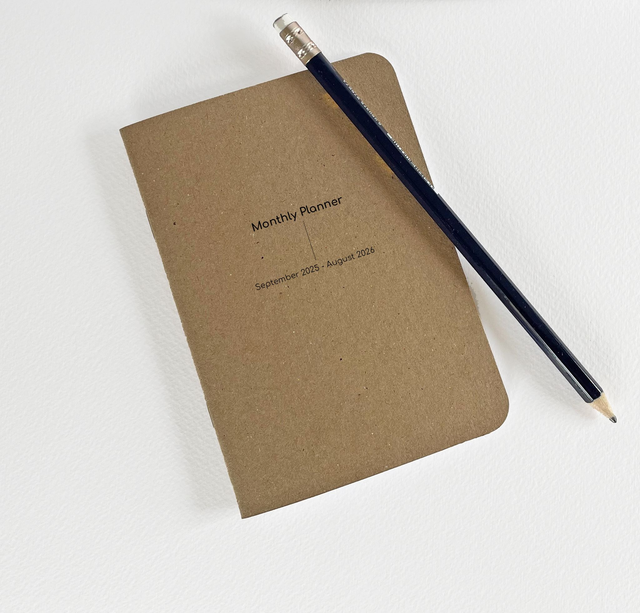 September 2025 - August 2026 Monthly planner | Academic planner| Personal month planner | Sizes A5, A6, A7 Pocket calendar  | rounded corners