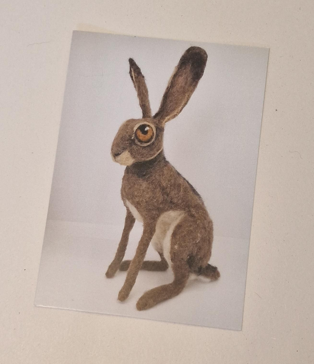 Felt hare postcard