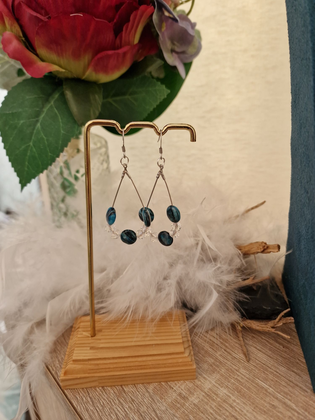 Boucles D&#039;oreilles Apatite Cristal Acier