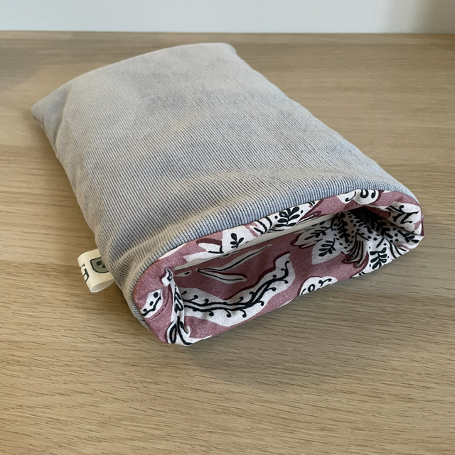 Pochette Livre - Gris souris et rose