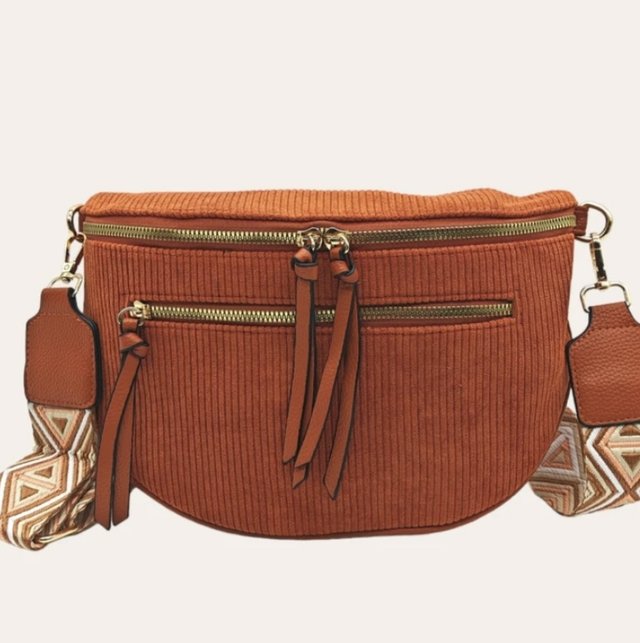 Sacoche en velour brique