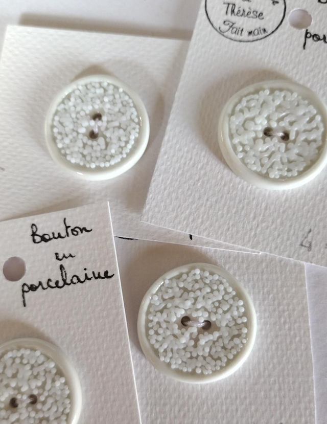 Bouton rond texturé blanc 