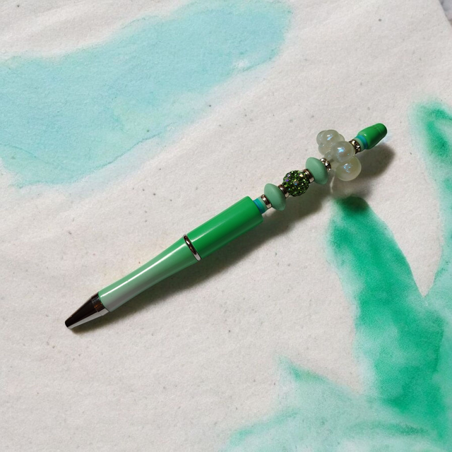 Stylo perles vert d'eau