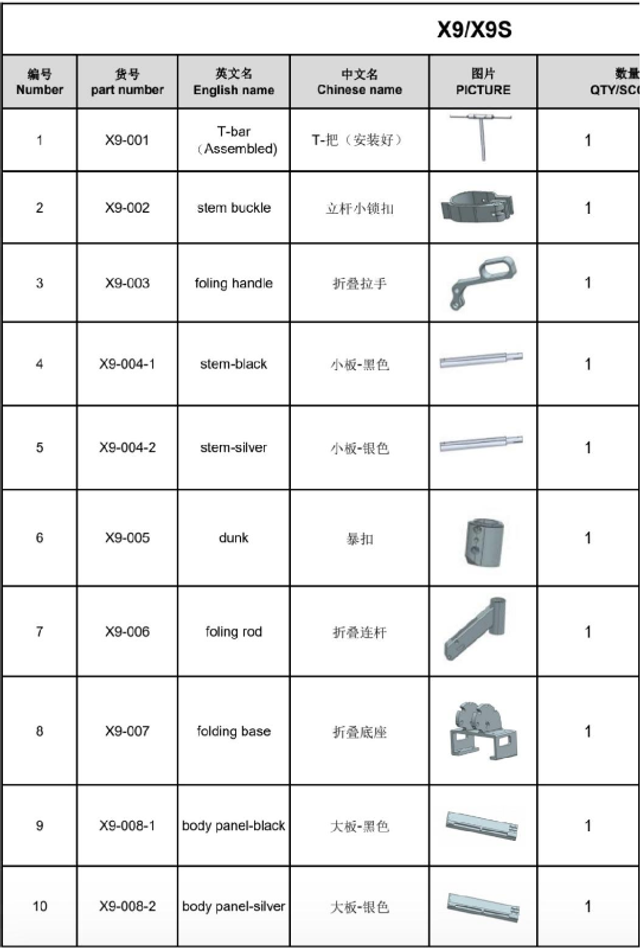 HILEY X9 / X9S Tilbehør og Deler