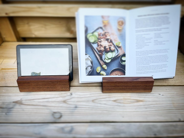 Handmade Natural American Black Walnut Wood Ipad Tablet Cookbook Book Kindle Stand Gift
