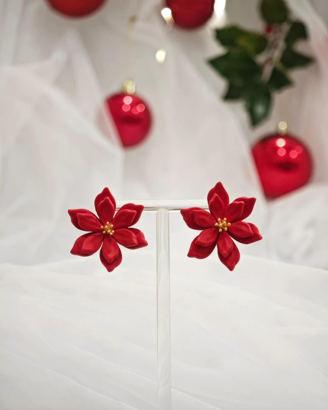 Rdeča roža - Veliki uhani