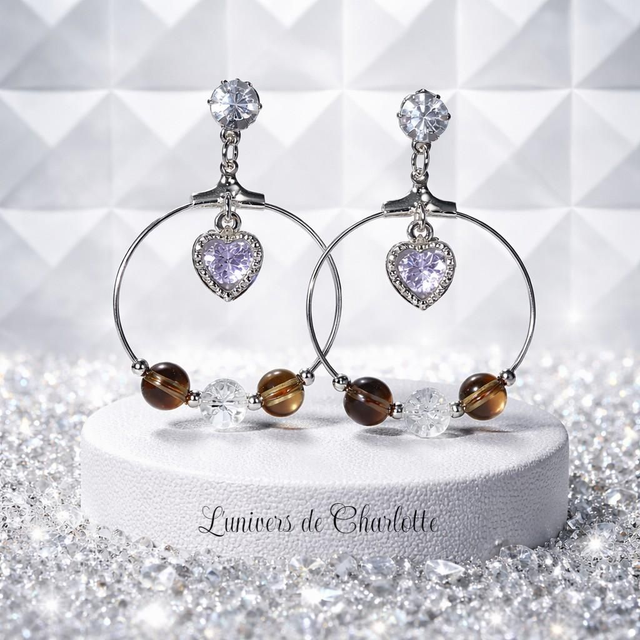 Boucles d'oreilles "Quartz fumé" BO-171