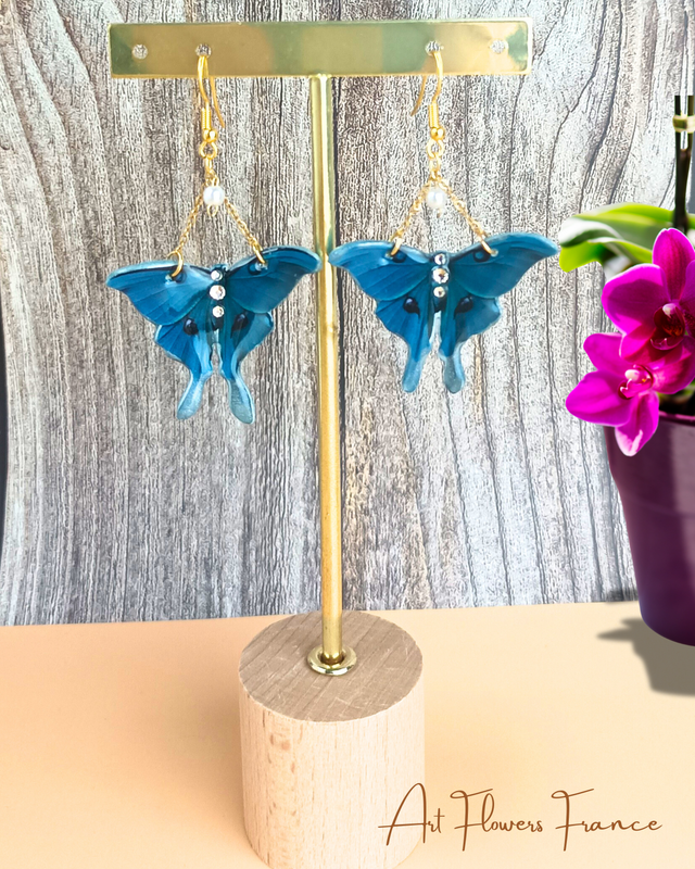 Boucles d&#039;oreilles Papillon Mystique bleu