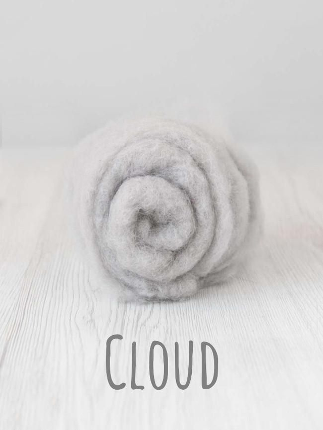 Carded wool for Needle Felting Maori DHG Carded Batt - Cloud