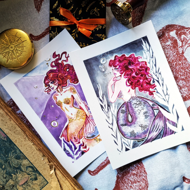 Cartes Postales | Sirènes | Or &amp; Argent