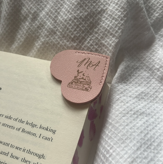 Personalised Leather Heart Bookmark | Light Pink | Engraved