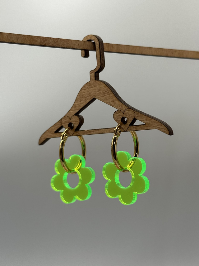Boucles d’Oreilles « Fleurs Rétro » FLUO