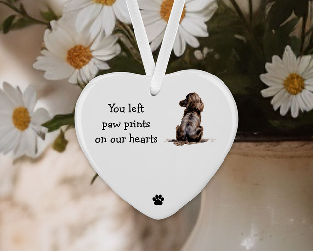 "Cocker Spaniel"  Personalised Pet Memorial Ceramic Heart  
