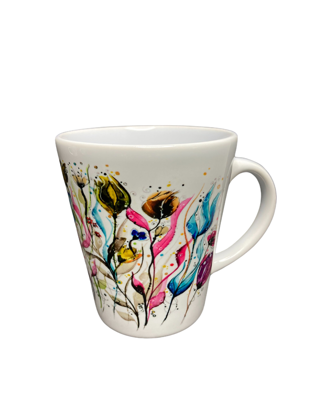 Konische Keramiktasse "Blumen"