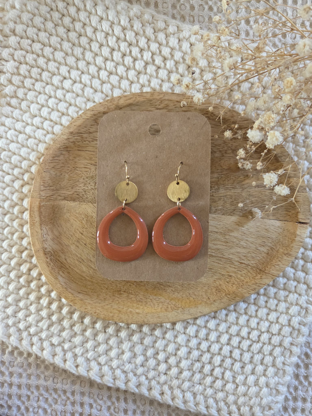 Boucles d&#039;oreilles Billie glossy coloris terracotta