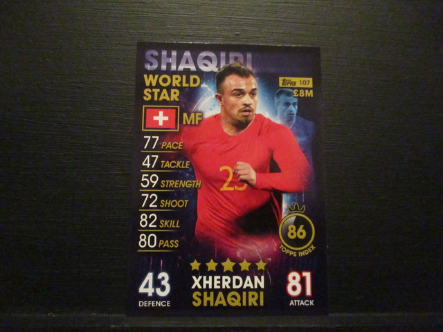 Xherdan Shaqiri - World Star Match Attax 101 Original Trading Card
