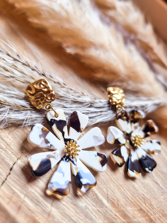 Boucles d'oreilles "Géraldine" - Modèle beige