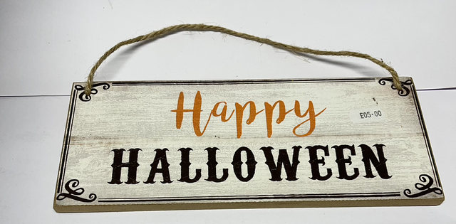 Wooden Happy Halloween Hanging Sign