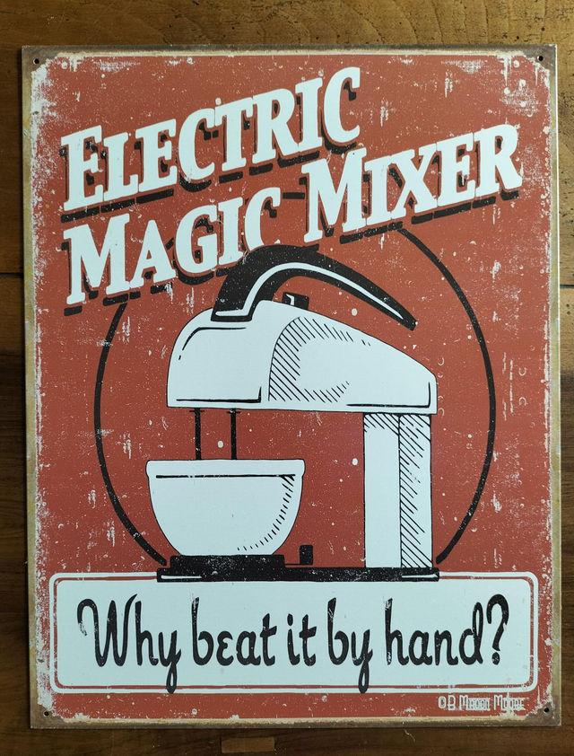 Plaque métal / Electric Magic Mixer red/ aspect vintage / occasion T.B.E