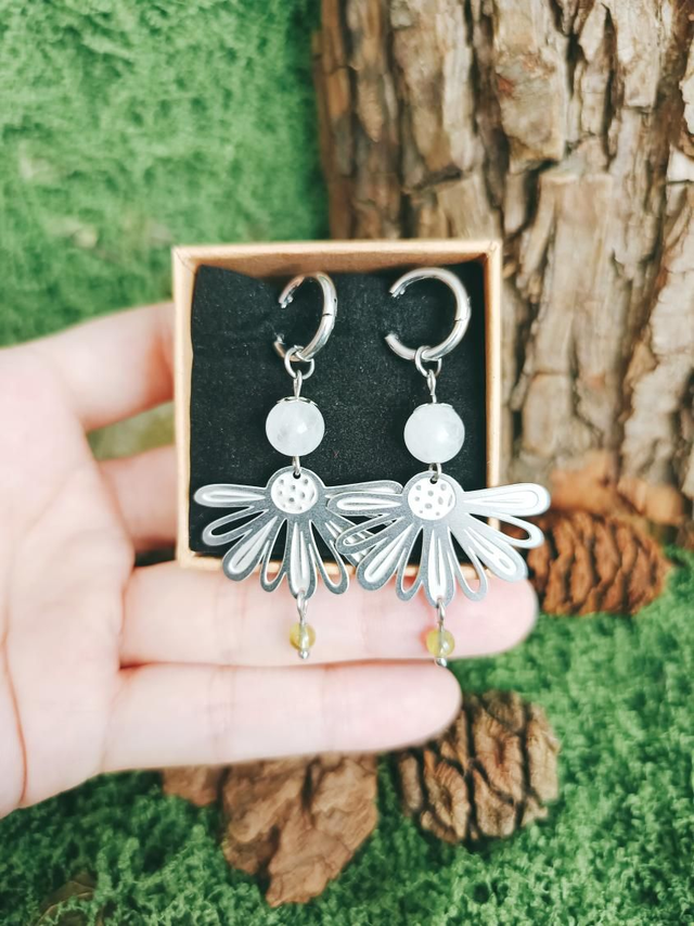 BOUCLES - DAISY BLOOM (jade blanc et péridot)