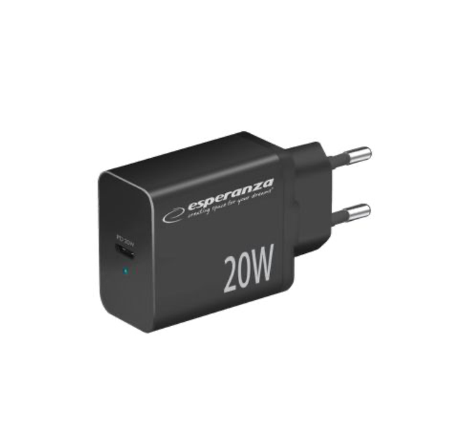 ESPERANZA CHARGER 20W USB-C PD EZC104k noir