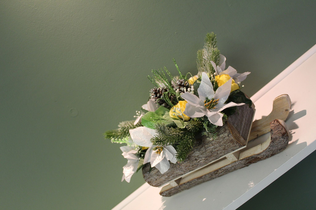 Festive Sleigh Arrangement – Artificial Flowers