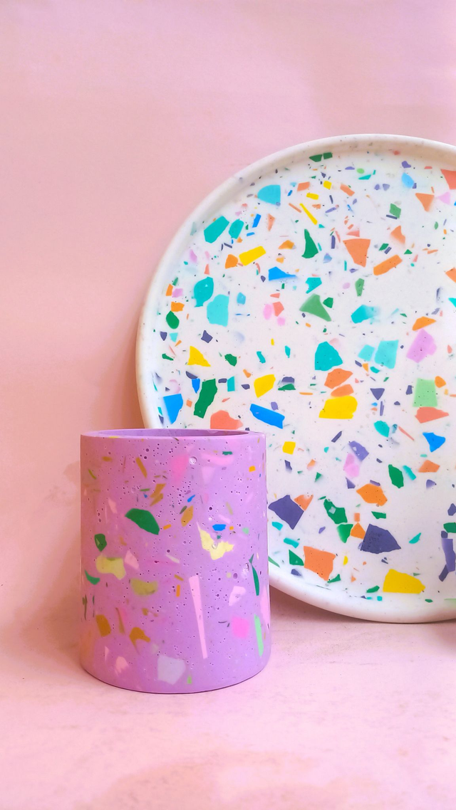 Kubek, okrągły pojemnik na akcesoria, na biurko, do łazienki, fioletowy, lastryko