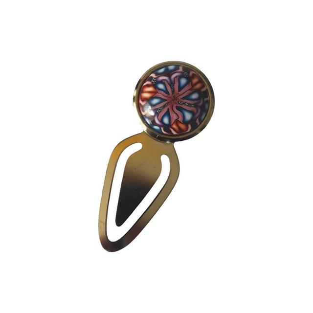 Marque page argenté mandala violet bleu