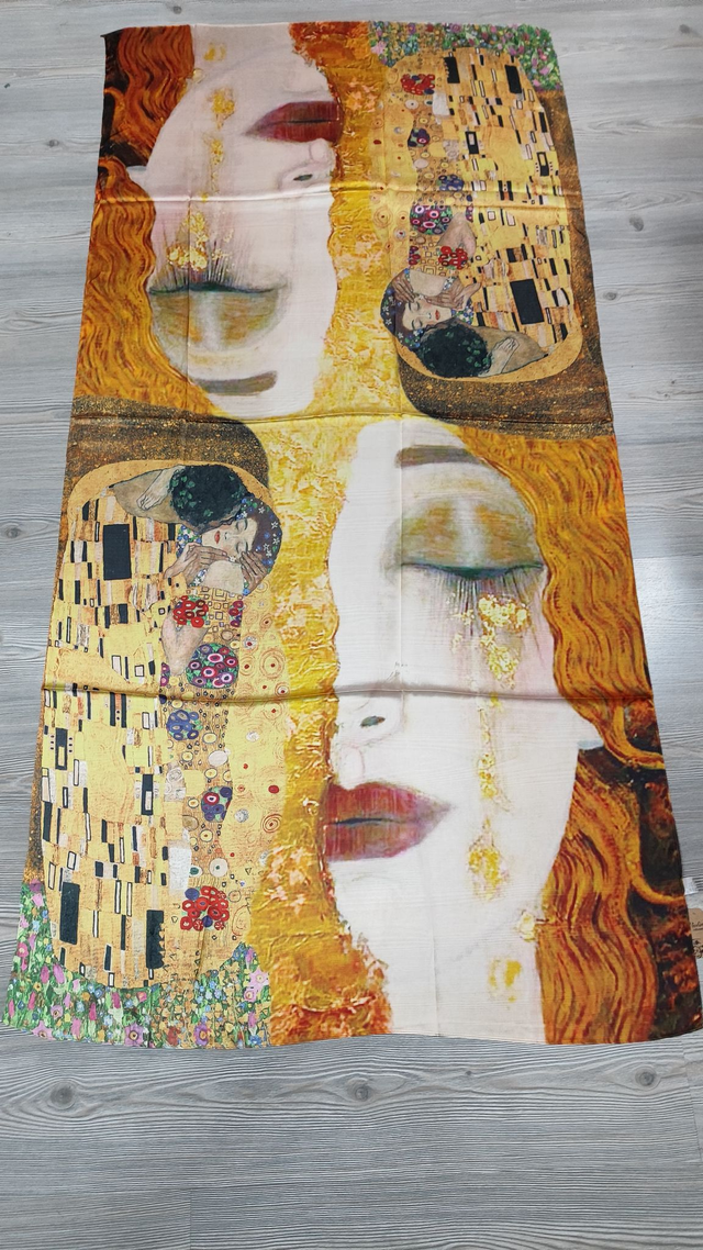 Stola Il Bacio di Gustav Klimt + ritratto in seta
