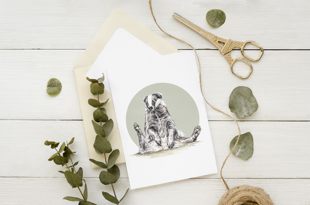 Lazy Badger Print - After an Original Ink and Watercolour Illustration