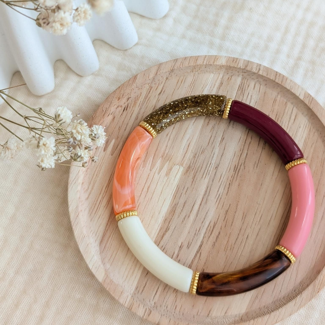 Bracelet Lison bordeaux mandarine glitter